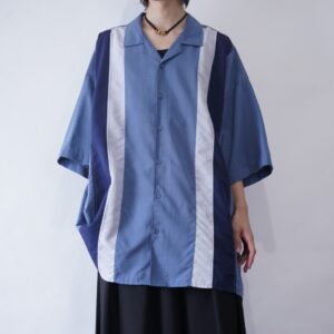 oversized 3X gradation blue line shirt
