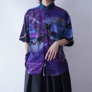 DEAD STOCK GOOUCH purple blue geometric shirt