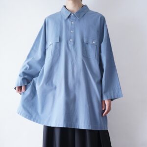 【KING SIZE】oversized pullover sax blue shirt
