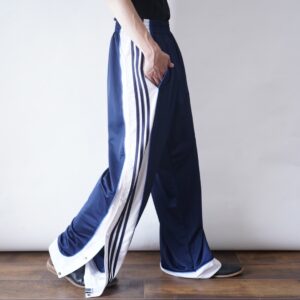 【adidas】glossy blue & white side snap track pants