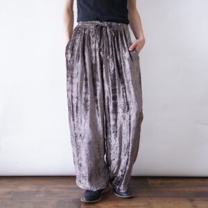 glossy clash velours wide easy pants