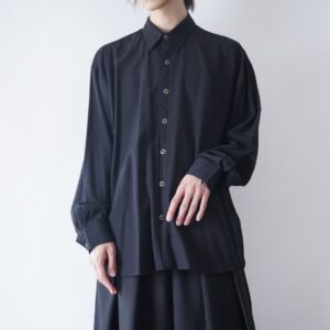 black × black embroidery & design button shirt