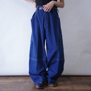 【KING SIZE】oversized baggy silhouette wide cargo denim pants