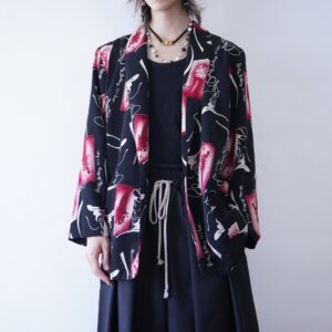 mode black × art red graphic easy jacket