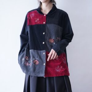 mode switching flower pattern & embroidery shirt jacket