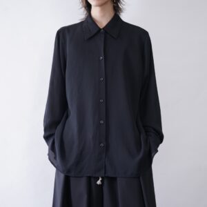 black × black lace design see-through shirt