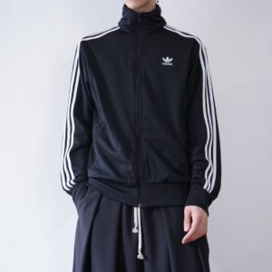 【adidas】black × white trefoil logo track jacket