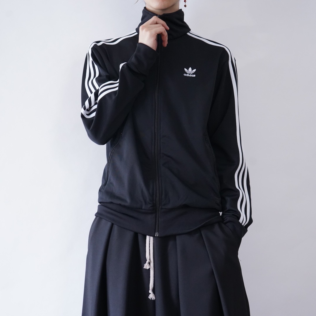 【adidas】black × white trefoil logo track jacket