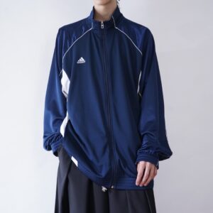 【adidas】oversized glossy switching navy track jacket