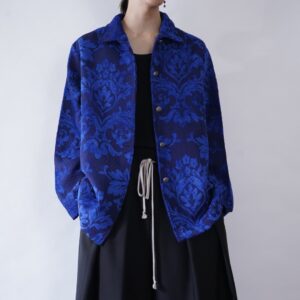 oversized 2XL blue × black elegant pattern jacket