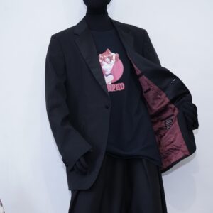 glossy burgundy lining tuxedo tailored jacket