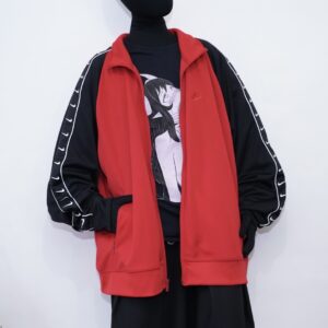【NIKE】oversized black × red arm logo line track jacket