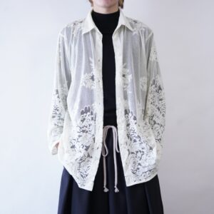 pure white color lace pattern shirt