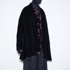 glossy black velours drape haori jacket