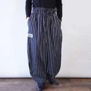 super wide silhouette black × white stripe chef pants