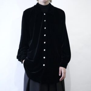 glossy black velours drape shirt
