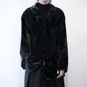 glossy velours × see-through deformed shirt