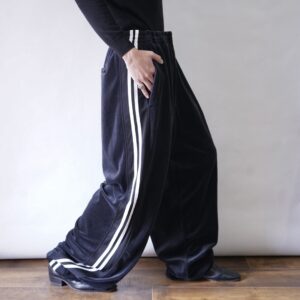 oversized side line jersey switching velours wide track pants