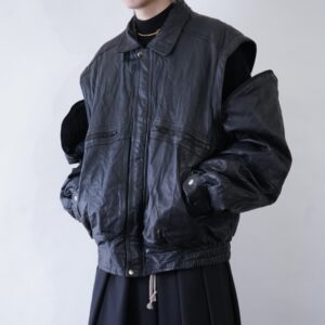 arm detachable 2WAY gimmick leather jacket
