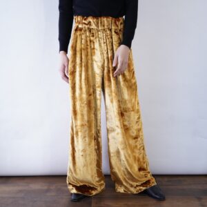 glossy gold velours wide easy pants