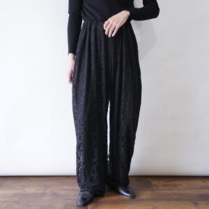 black lace layer design wide easy pants
