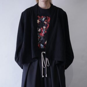 short length fake suede fabric drape haori jacket