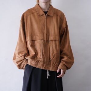 oversized brown leather jacket