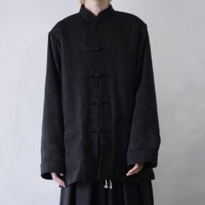 oversized black × black China shirt jacket