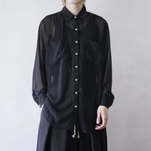 black plain design minimal see-through shirt