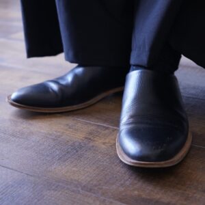 black leather sabo shoes