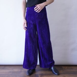 psychedelic wave 3D pattern glossy velours pants