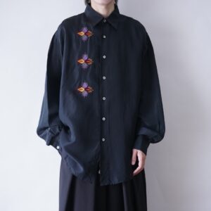 oversized embroidery design silk shirt