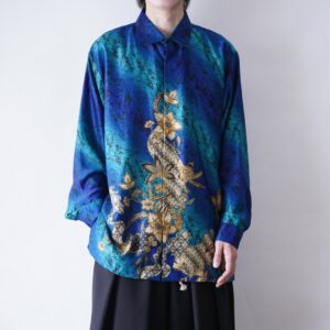 glossy gradation color batik shirt