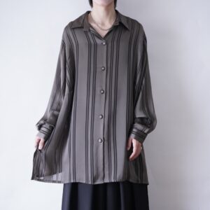 monster oversized stripe see-through switching shirt