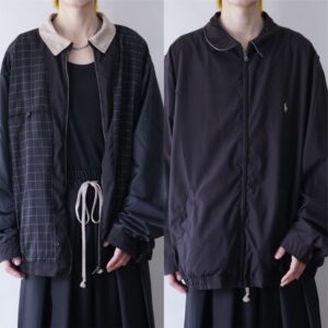 【RalphLauren】oversized graph check lining smooth poly black drizzler jacket