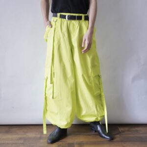 fluorescent yellow multi gimmick techno pants