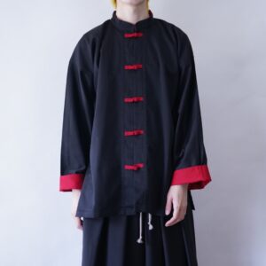 black × red bi-color China shirt