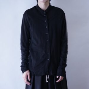 mode black see-through layer shirt