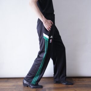 【adidas】black × green clover print track pants