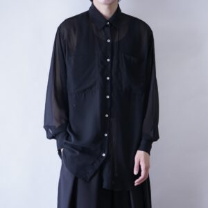 black plain see-through shirt