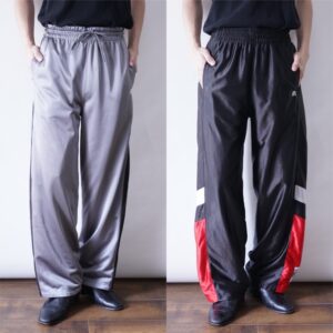 Russel glossy gray × black red reversible track pants