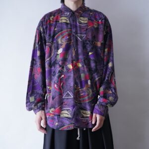 purple art pattern drape shirt