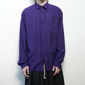 deep purple color drape  embroidery design shirt