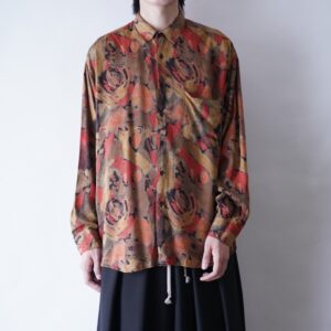 art pattern viscose rayon drare shirt