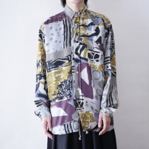 geometric art pattern silk shirt