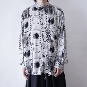 white × black monotone drape terotero shirt