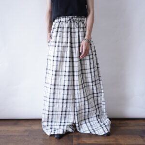 monster oversized check pattern super wide silhouette maxi easy slacks