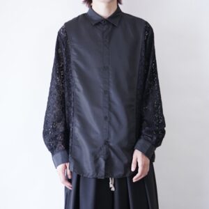 black lace switching shirt