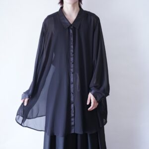 oversized black see-through × black satin shirt