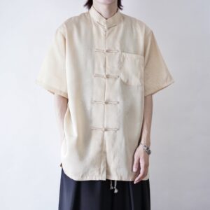 glossy beige China shirt